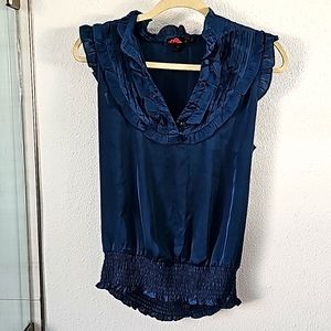 21, teal ruffle sleeve blouse, size small